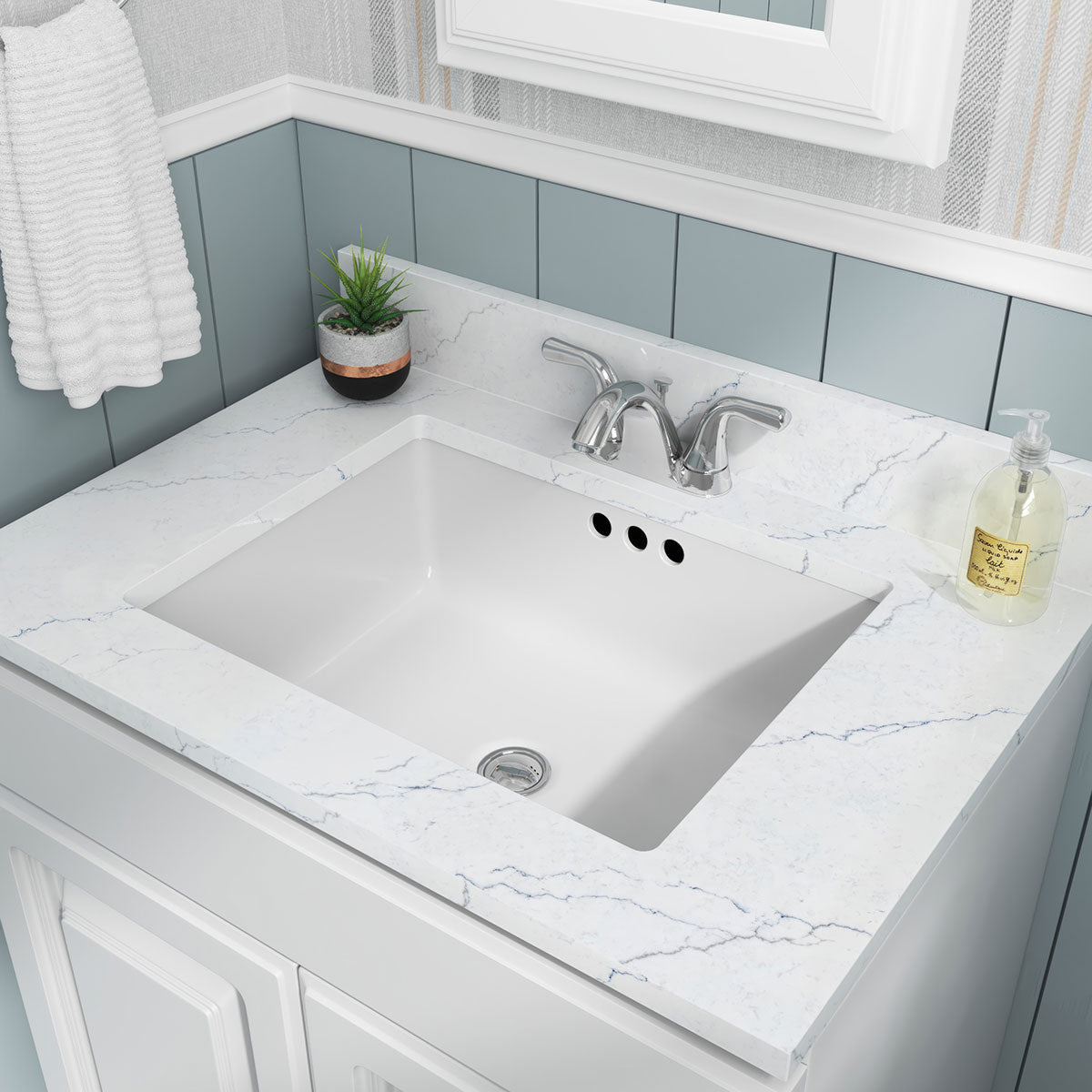 Vanity White Rectangular Porcelain - 2015 Flat