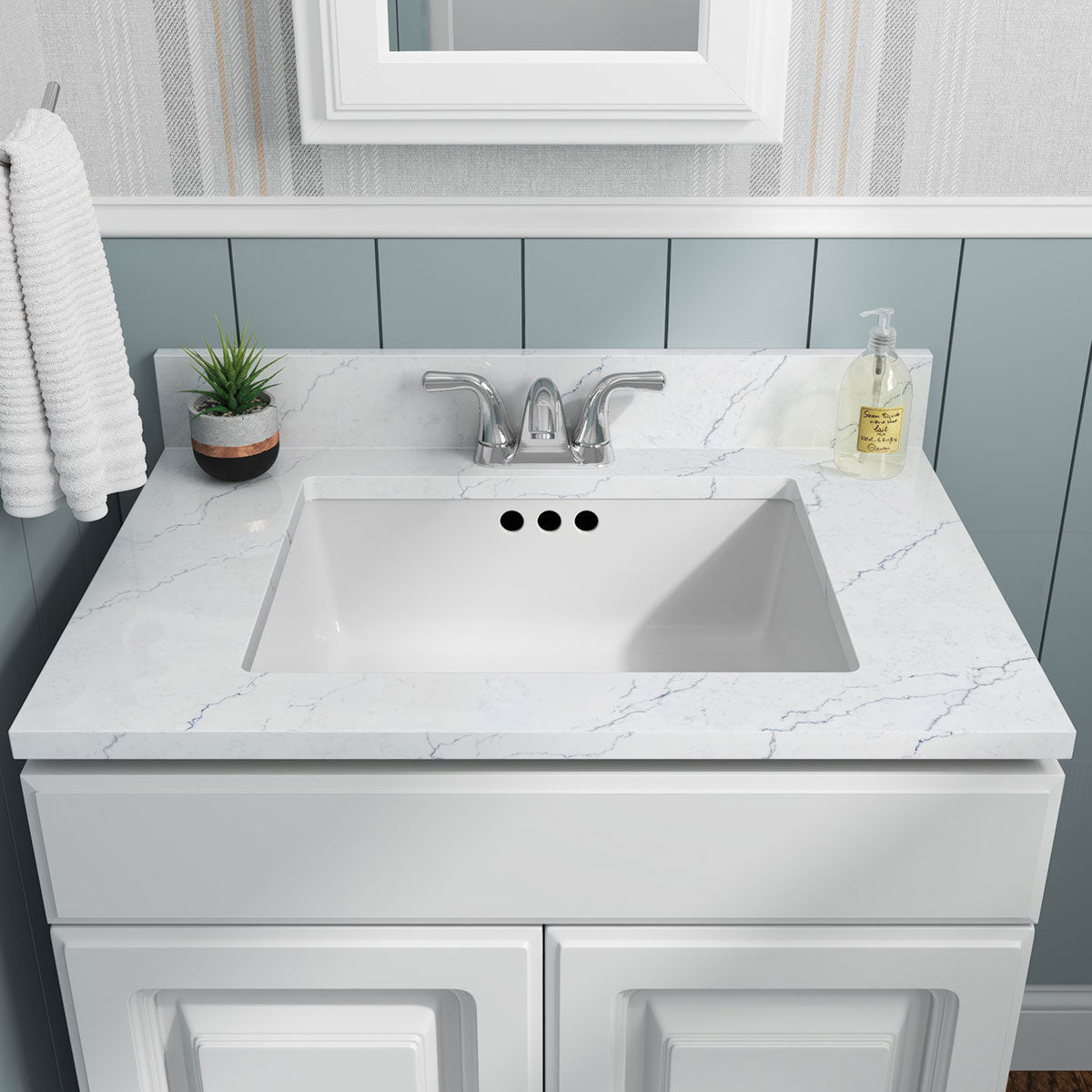 MSI White Rect 2015 Flat Sinks — surface detail in white tonality