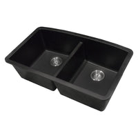 MSI Black Quartz Double Bowl 50/50-3219 Sinks — surface detail in black tonality