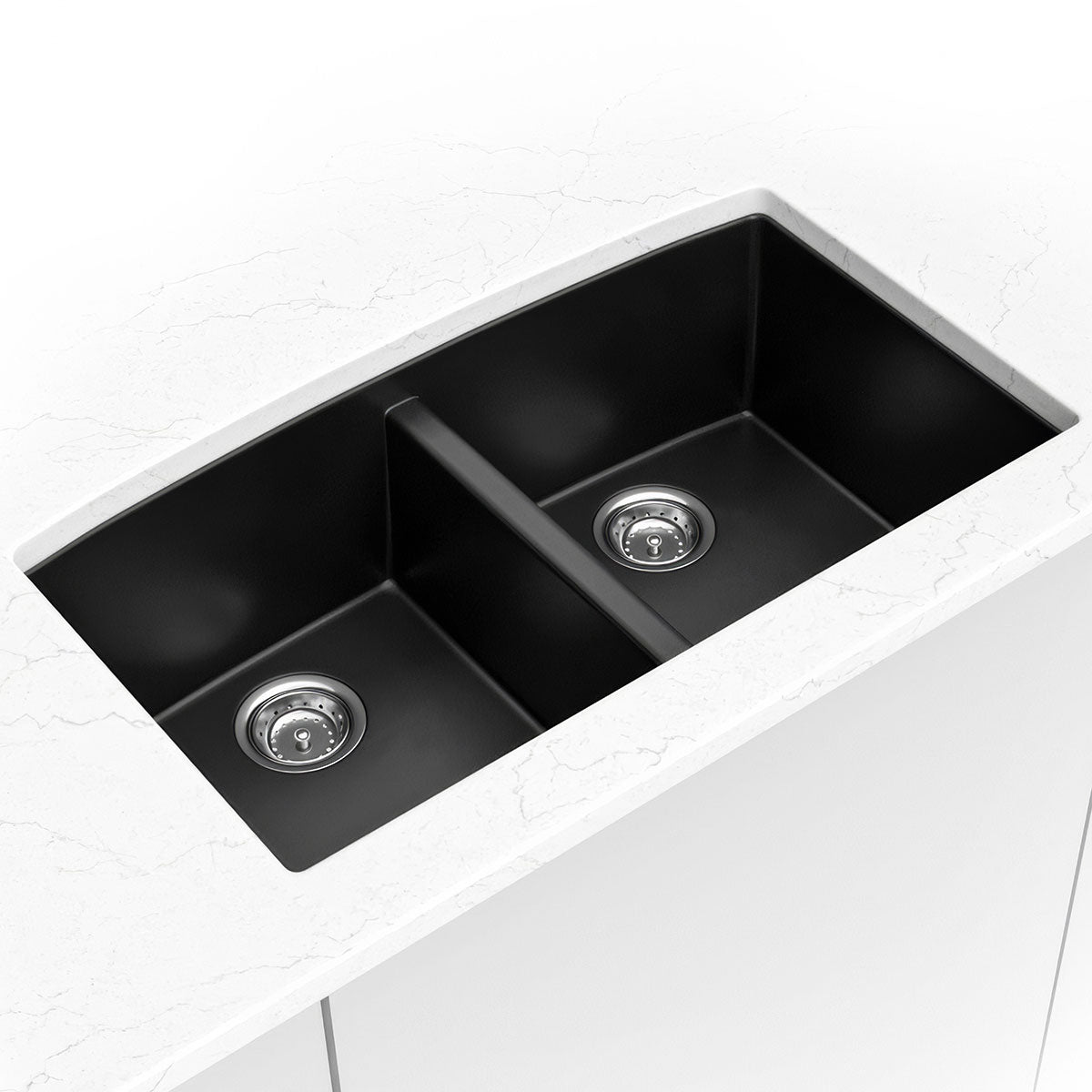 Black Quartz Double Bowl 50/50 - 3219