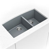 MSI Grey Quartz Double Bowl 60/40-3219 Sinks — surface detail in grey tonality