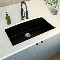 MSI Black Quartz Single Bowl 3219 Sinks — surface detail in black tonality