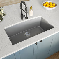 MSI Grey Quartz Single Bowl 3219 Sinks — surface detail in grey tonality