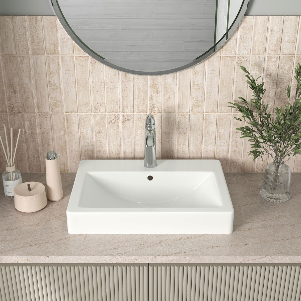 Overmount White Rectangle Porcelain - 2417