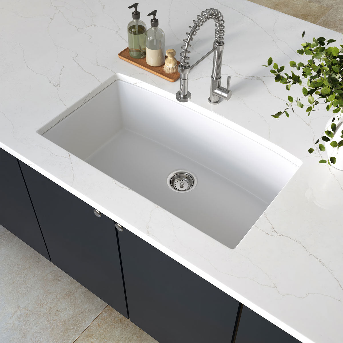 White Quartz Single Bowl – 3219
