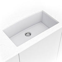 MSI White Quartz Single Bowl 3219 Sinks — surface detail in white tonality