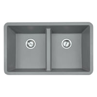 MSI Gray Quartz Double Bowl 50/50-3319 Sinks — Single-Bowl Kitchen Sink in gray tonality