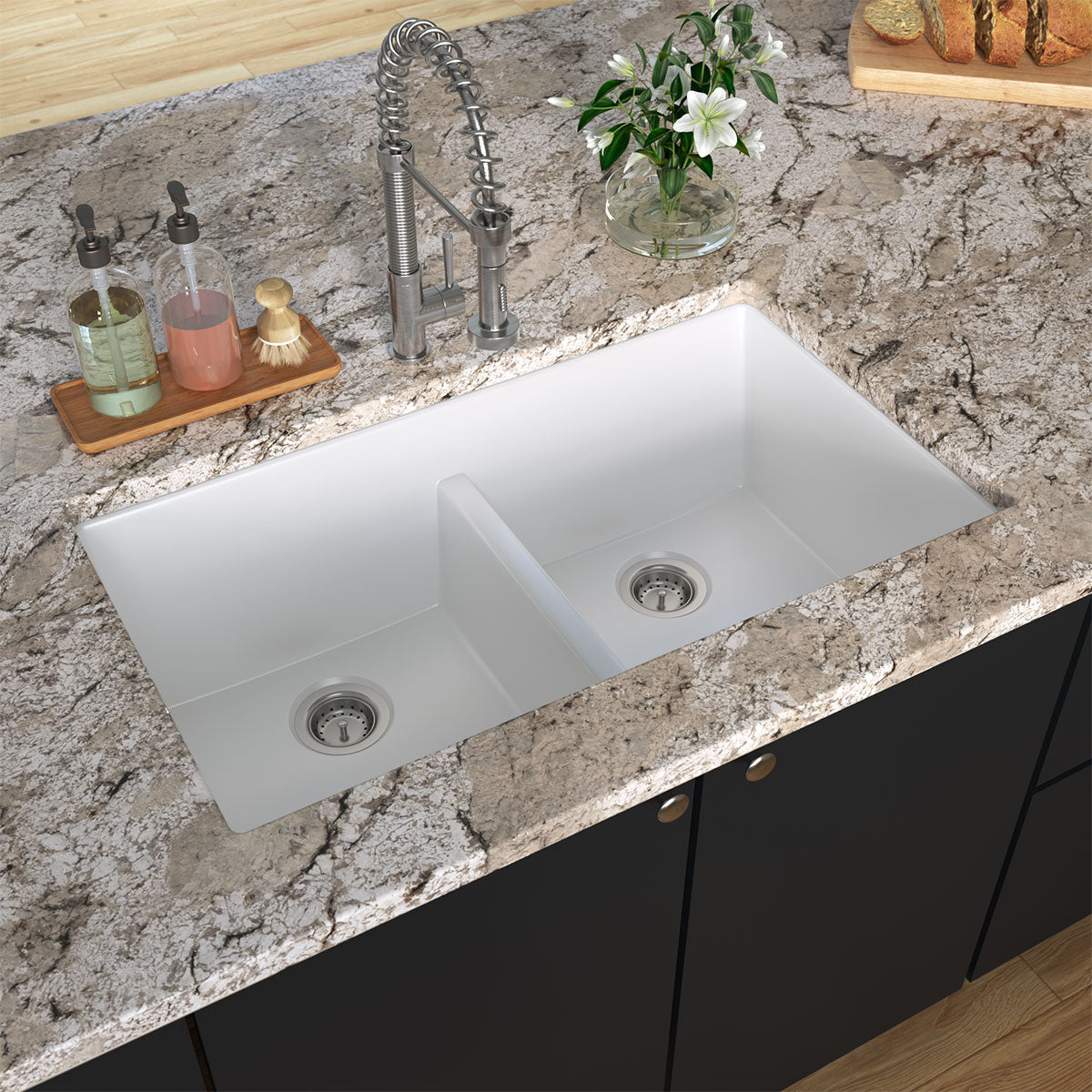 White Quartz Double Bowl 50/50 – 3319