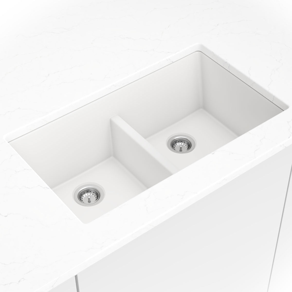 White Quartz Double Bowl 50/50 – 3319