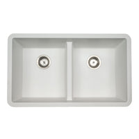 MSI White Quartz Double Bowl 50/50-3319 Sinks — Single-Bowl Kitchen Sink in white tonality