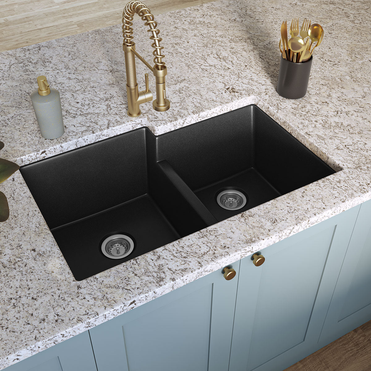 Black Quartz Double Bowl 60/40 – 3221
