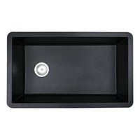 MSI Black Quartz Single Bowl 3119 Sinks — Single-Bowl Kitchen Sink in black tonality