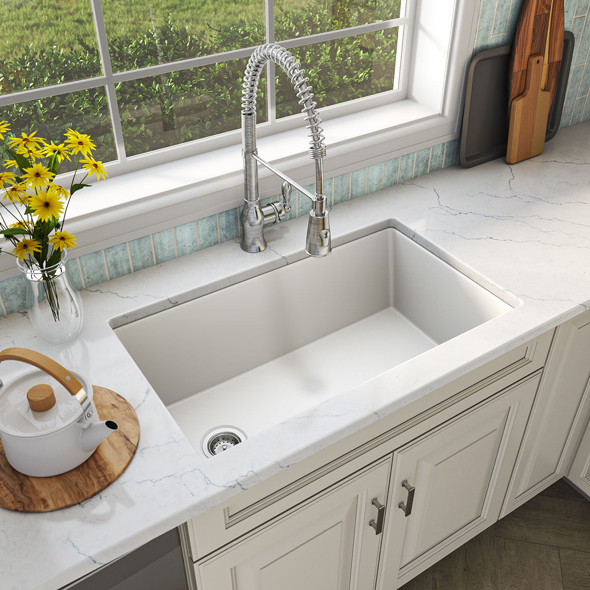 White Quartz Single Bowl – 3119