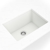 MSI White Quartz Single Bowl 2418 Sinks — surface detail in white tonality