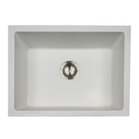 MSI White Quartz Single Bowl 2418 Sinks — Single-Bowl Kitchen Sink in white tonality