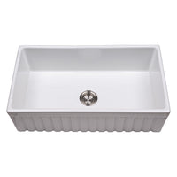 MSI Fireclay Farmhouse White Single Bowl-3318 Sinks — surface detail in white tonality
