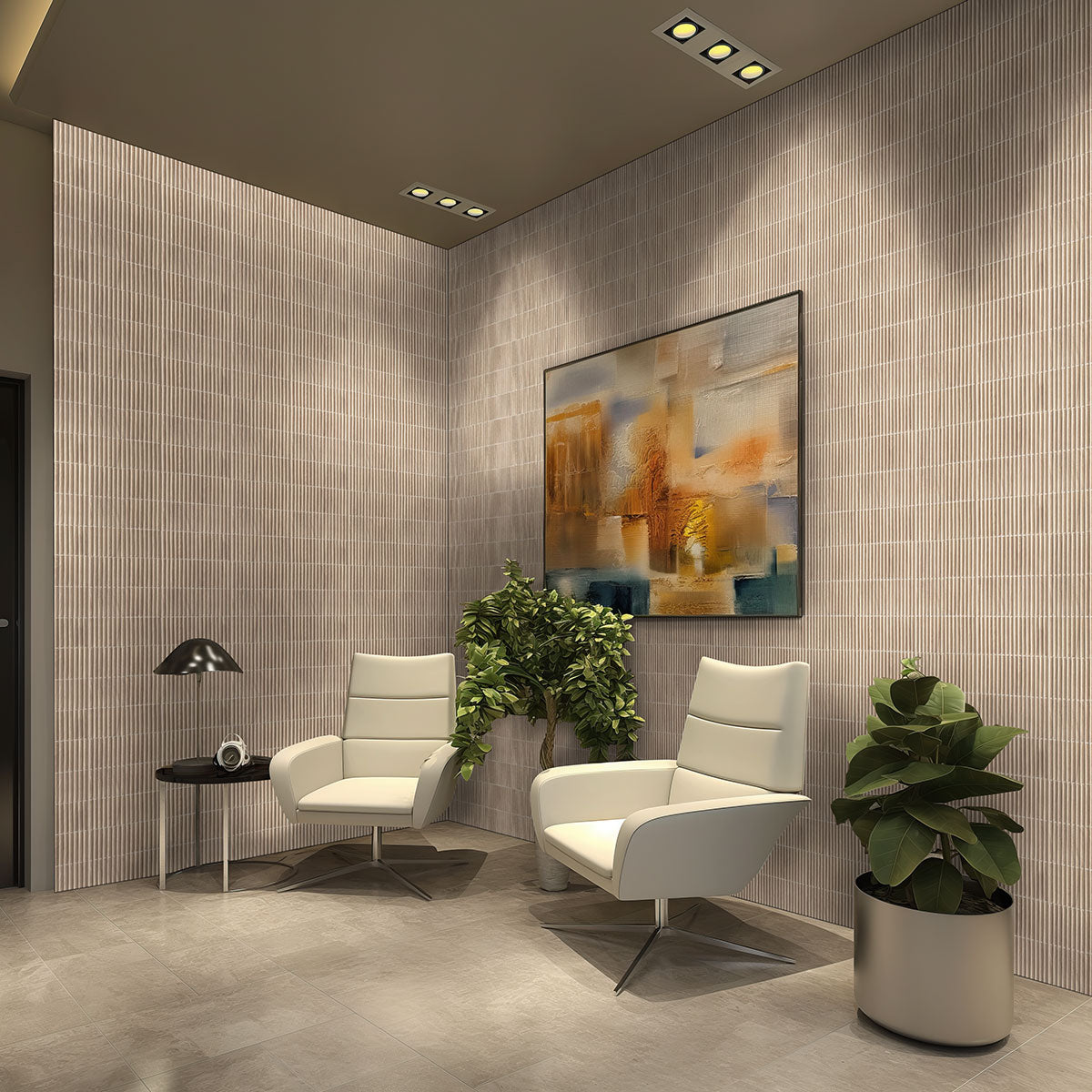 MSI Piano Sinfonia Camel Fluted Tile — surface detail in natural tonality