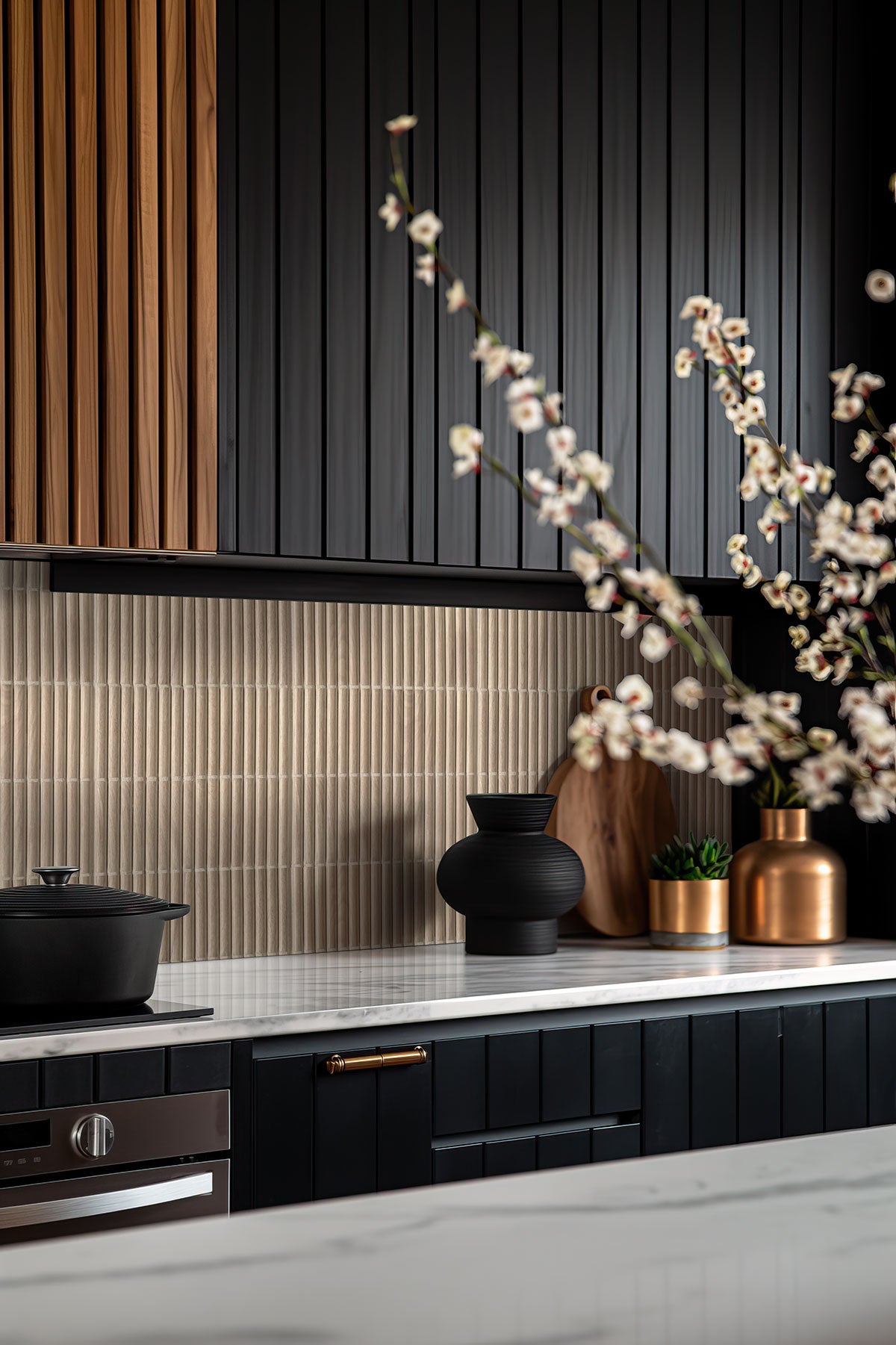 MSI Piano Sinfonia Camel Fluted Tile — surface detail in natural tonality
