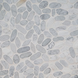 Sliced Carrara White Pebbles Mosaic