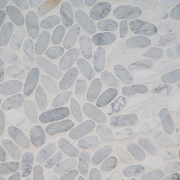 MSI Carrara White Sliced Pebbles Mosaic