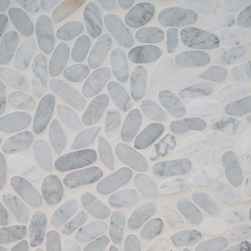 MSI Carrara White Sliced Pebbles Mosaic — Natural Stone Mosaic in white tonality