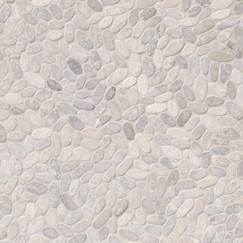 MSI Sliced Ash Pebbles Mosaic — Pebble Mosaic Tile tumbled mesh-mounted for shower and spa walls