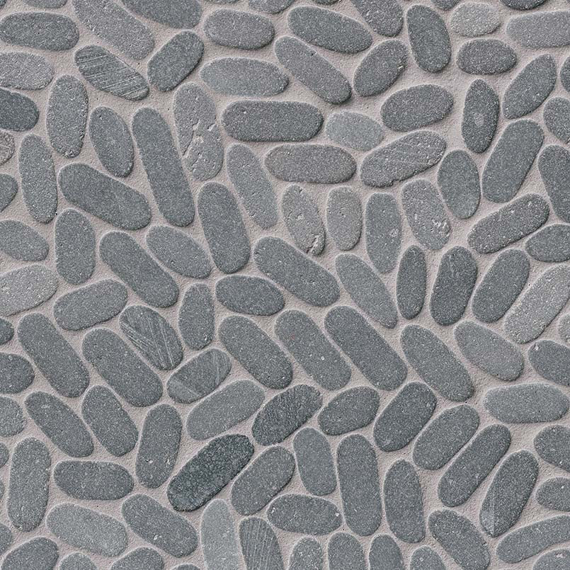 MSI Sliced Coal Pebbles Mosaic — Pebble Mosaic Tile tumbled mesh-mounted for shower and spa walls