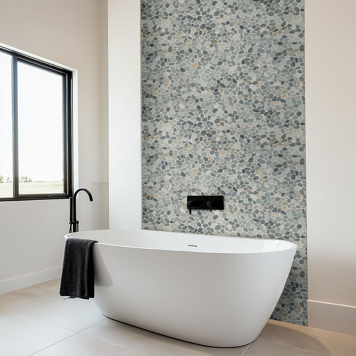 MSI Sliced Rainforest Pebbles Mosaic — surface detail in natural tonality