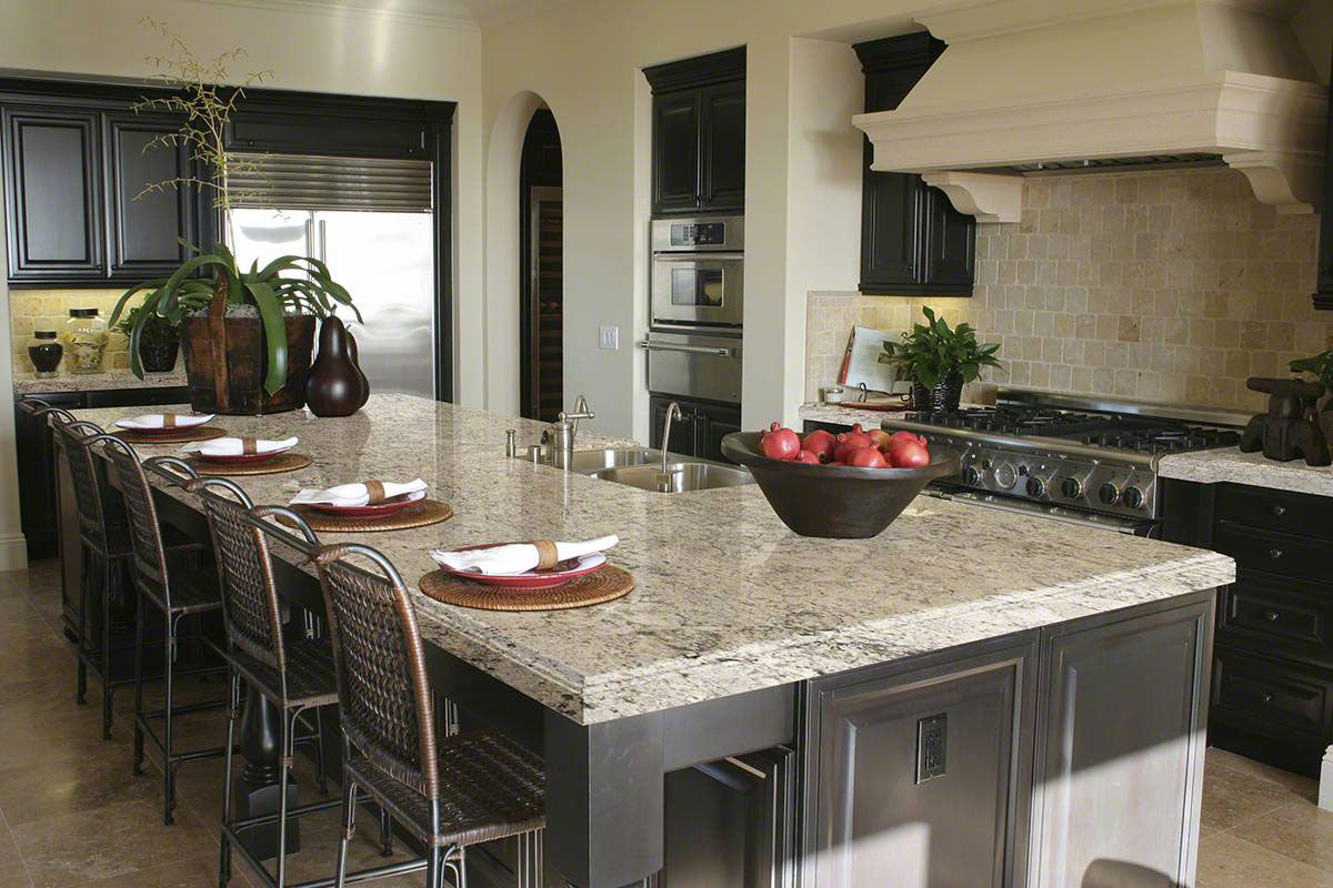 MSI Snowfall — surface detail in natural tonality quarried slab for kitchen and counter install