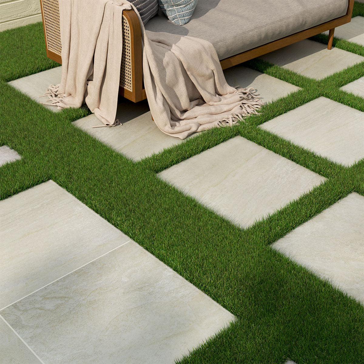 MSI Legions Quartz White Porcelain Paver — surface detail in white tonality