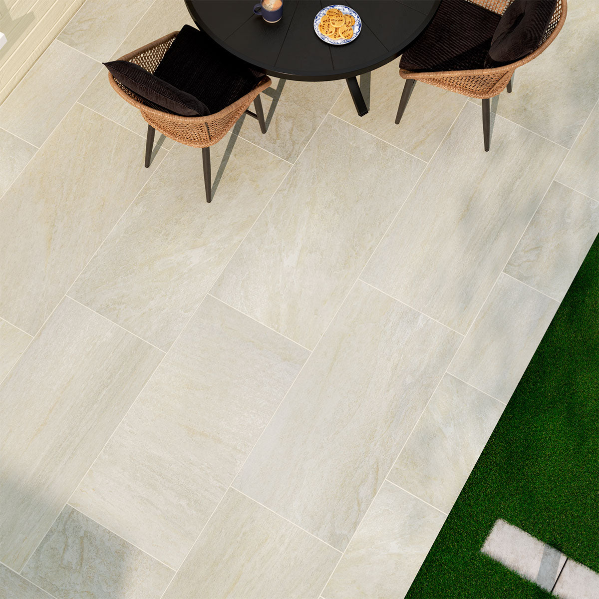 MSI Legions Quartz White Porcelain Paver — surface detail in white tonality