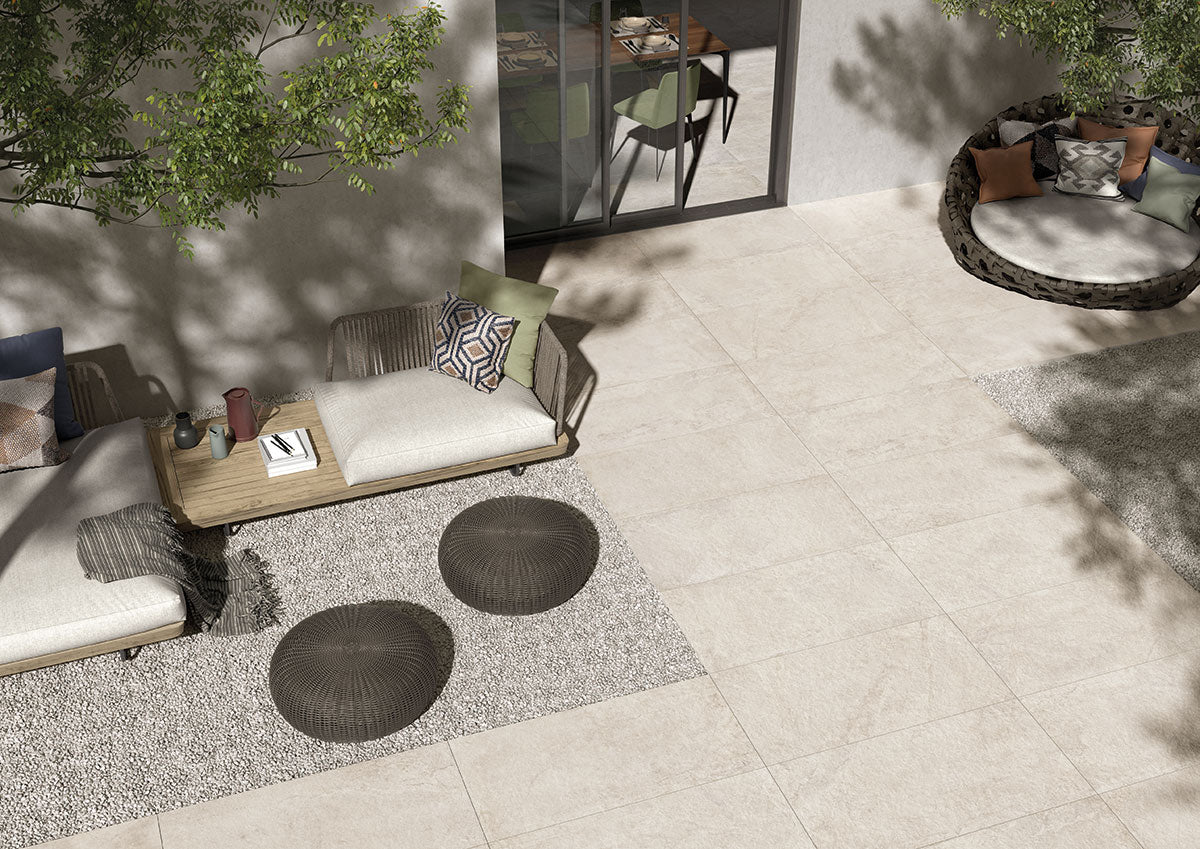 MSI Soreno Ivory Porcelain Paver — surface detail in ivory tonality