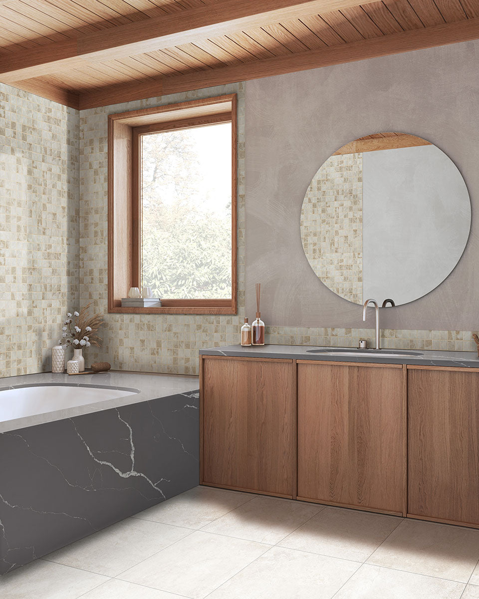 MSI Soreno Ivory — surface detail in ivory tonality through-bodied porcelain for full-room install