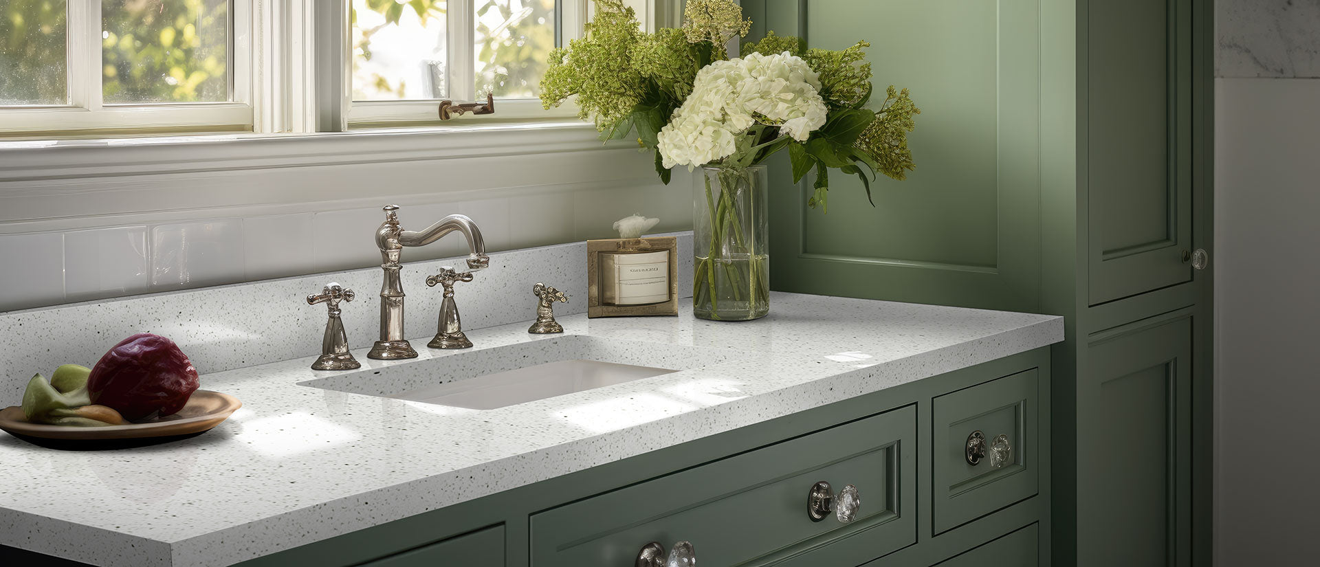 MSI Sparkling White - Quartz Island Countertop