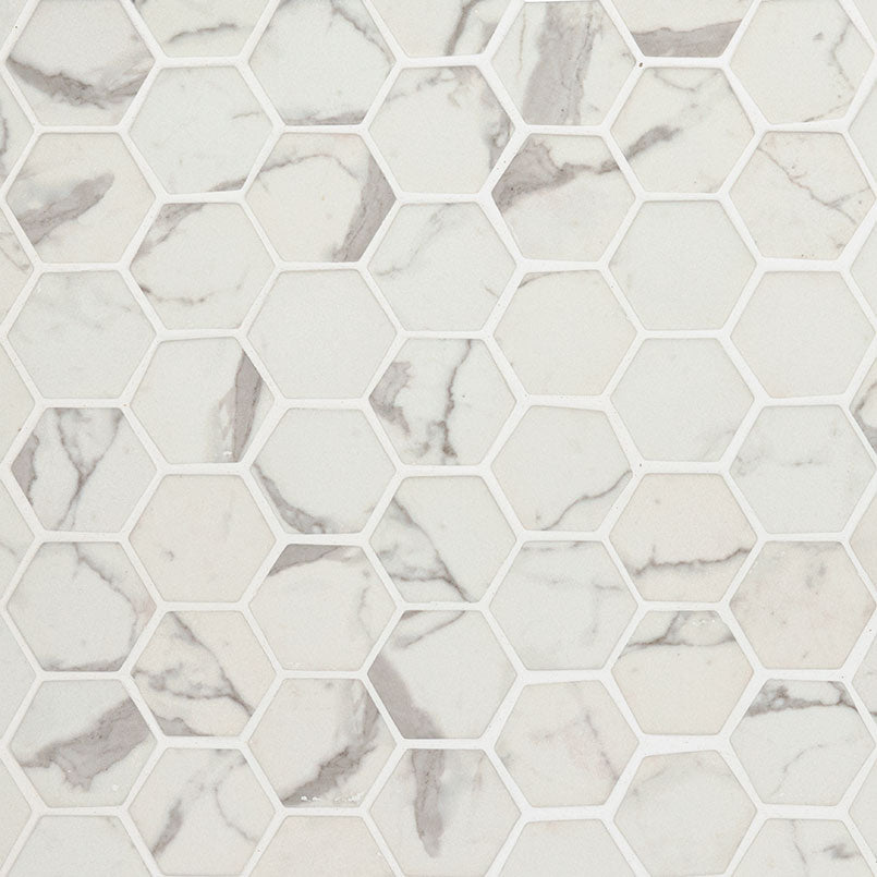 MSI Statuario Celano Hexagon Mosaic Tile — Glass Mosaic Tile