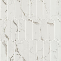 MSI Statuario Celano Picket Glass Tile — Glass Mosaic Tile mesh-mounted for designer installs