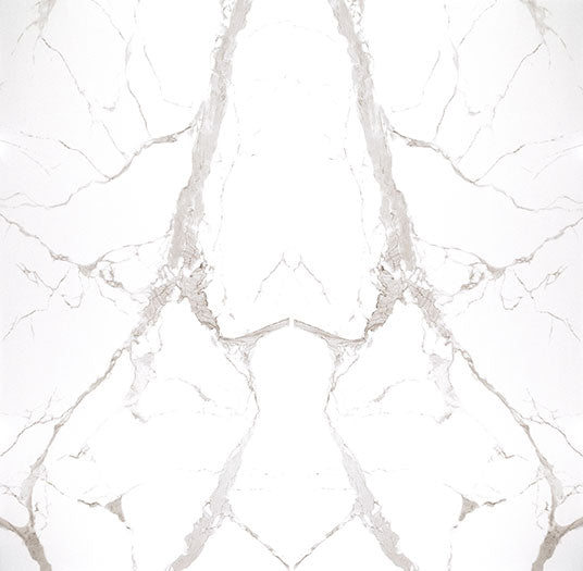 MSI Statuario Silver Porcelain - Pre-Fab Countertop as a bookmatched pair, veining mirrored down the centre seam