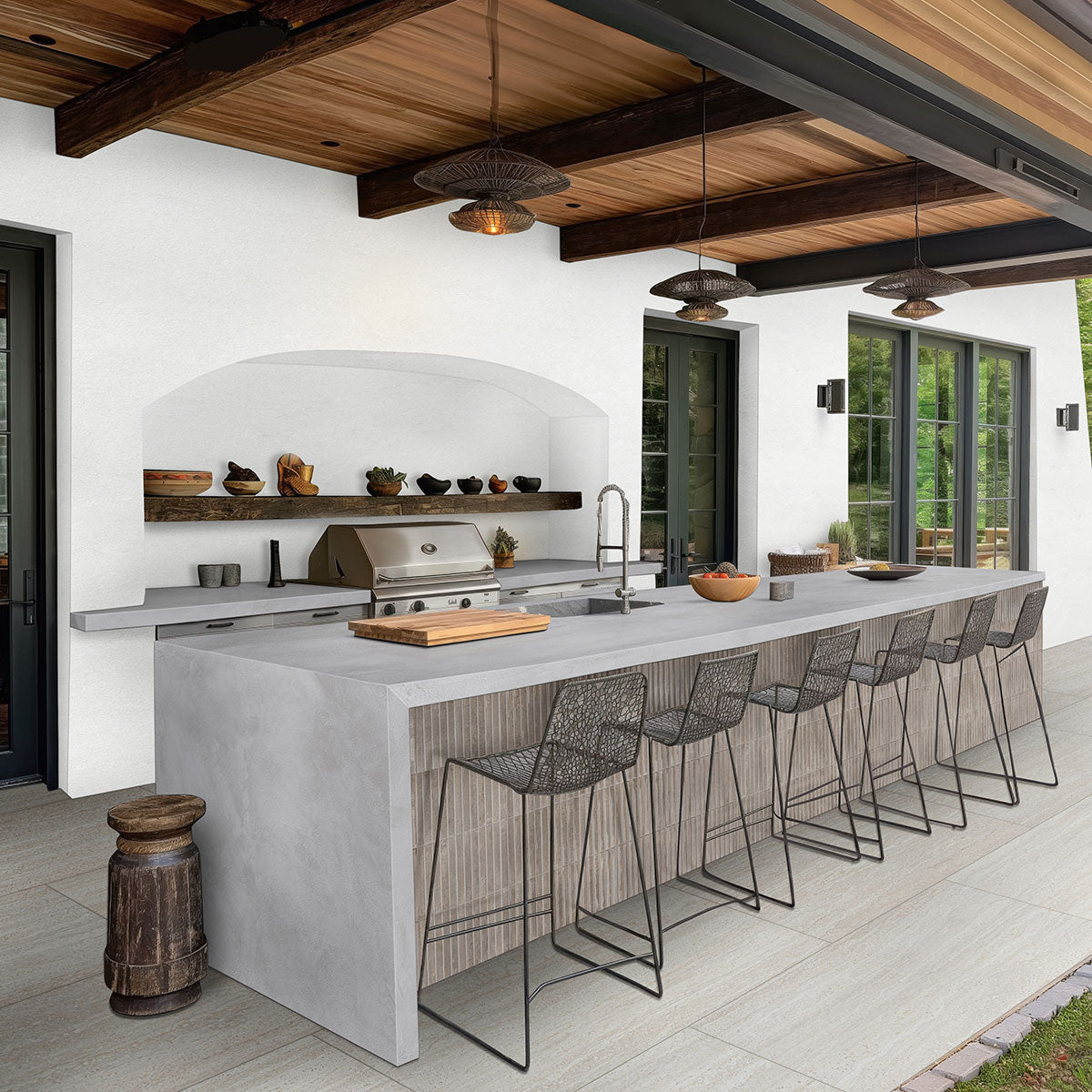 MSI Cement Ash — surface detail in natural tonality large-format glazed slab for vertical statement