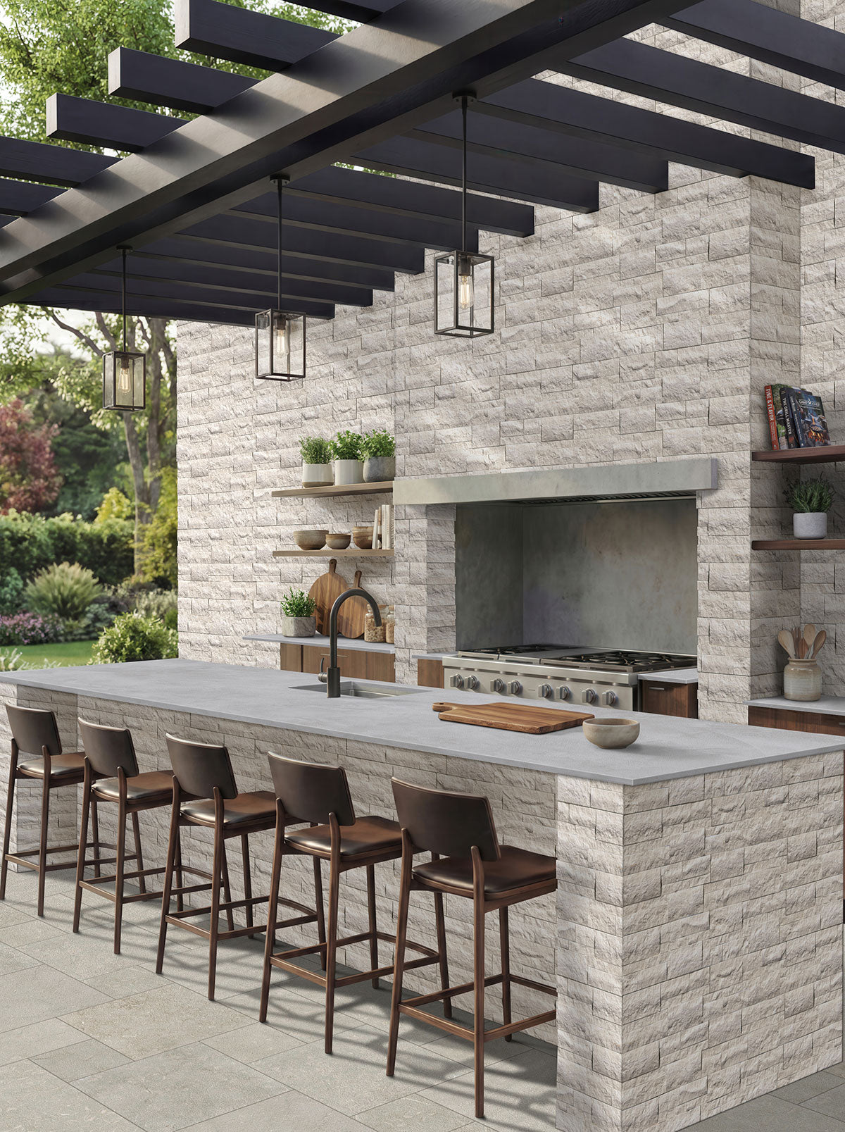 MSI Cement Ash — surface detail in natural tonality large-format glazed slab for vertical statement
