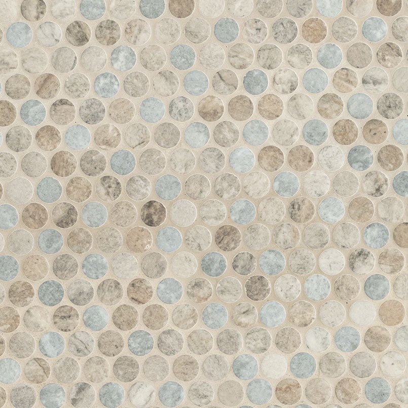 MSI Stonella Penny Round 6mm — Glass Mosaic Tile mesh-mounted for designer installs