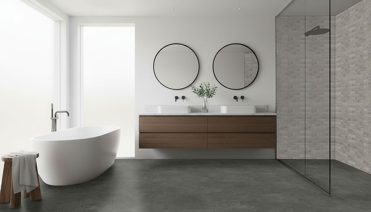 MSI XL Trecento Stormbound Luxury Vinyl Tile Flooring — surface detail in natural tonality