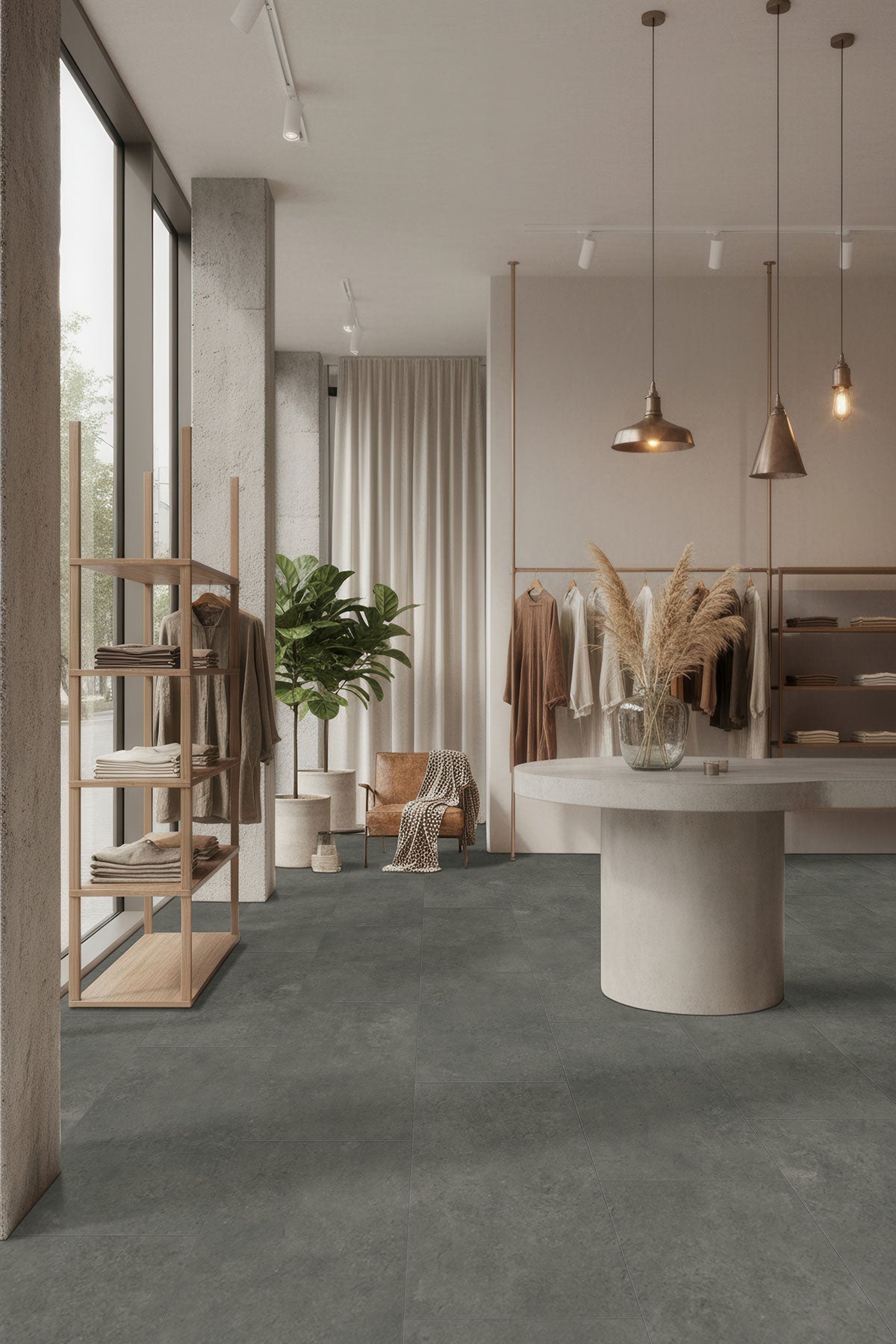 MSI XL Trecento Stormbound Luxury Vinyl Tile Flooring — surface detail in natural tonality