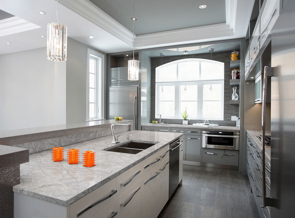 MSI Stream White — surface detail in white tonality quarried slab for kitchen and counter install