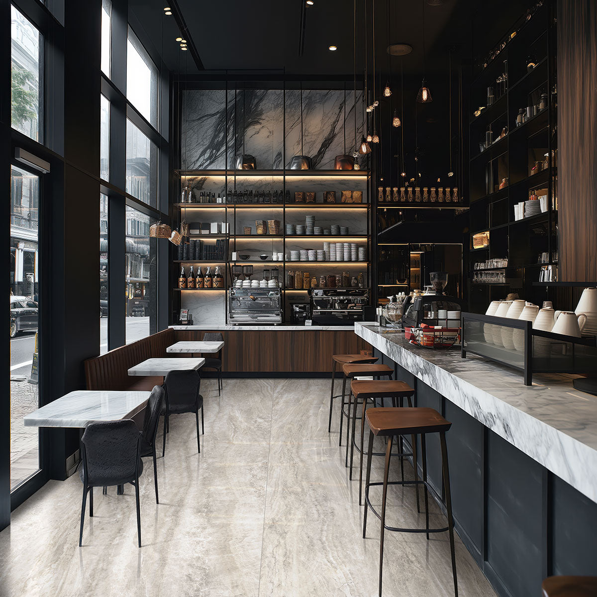 MSI Taja Perla — surface detail in natural tonality large-format glazed slab for vertical statement