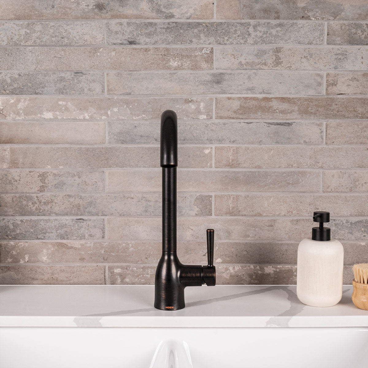 MSI Brickstone Taupe 2x18 — surface detail in taupe tonality