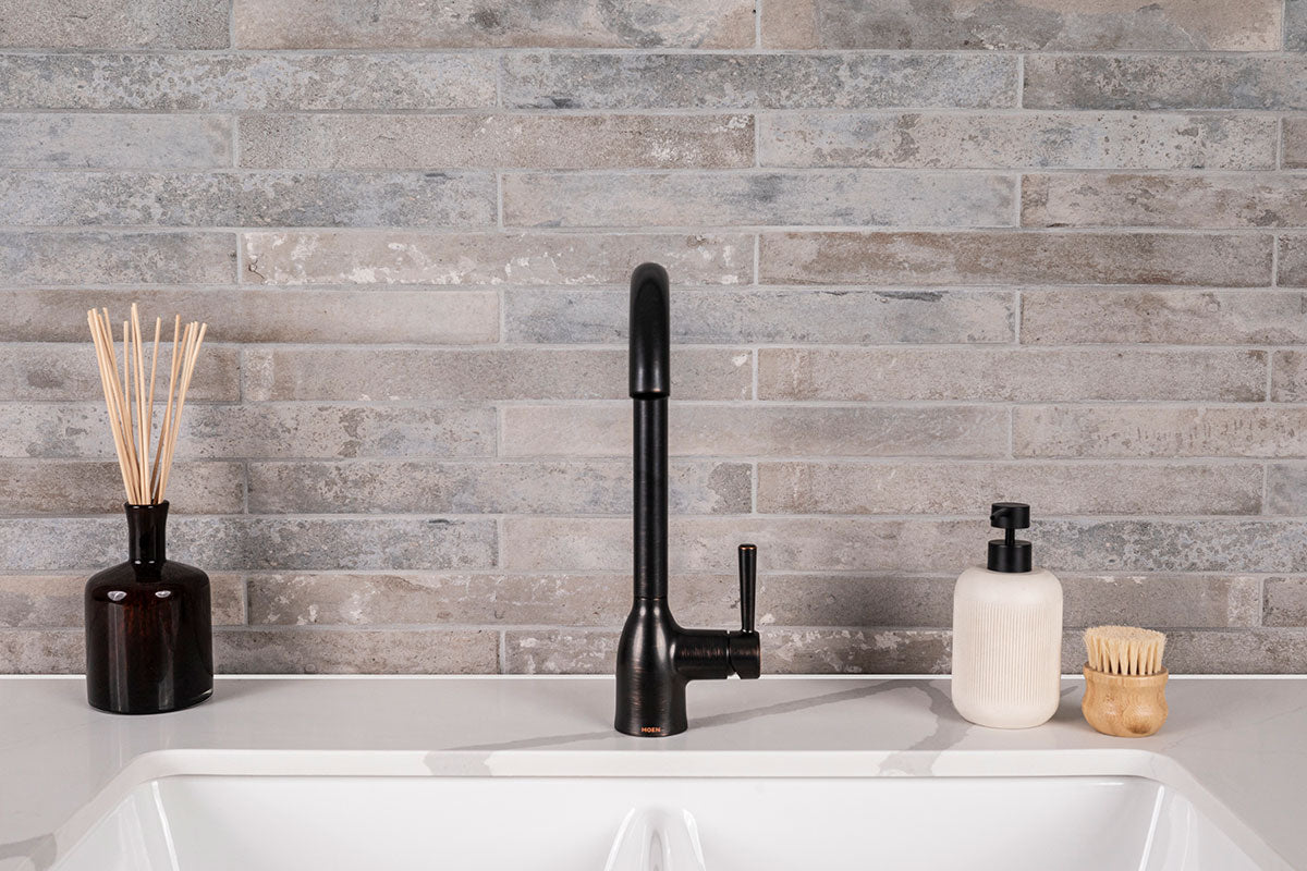 MSI Brickstone Taupe 2x18 — surface detail in taupe tonality