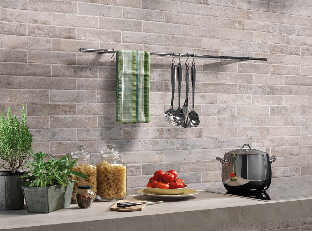 MSI Brickstone Taupe 2x10 Brick Tile — surface detail in taupe tonality
