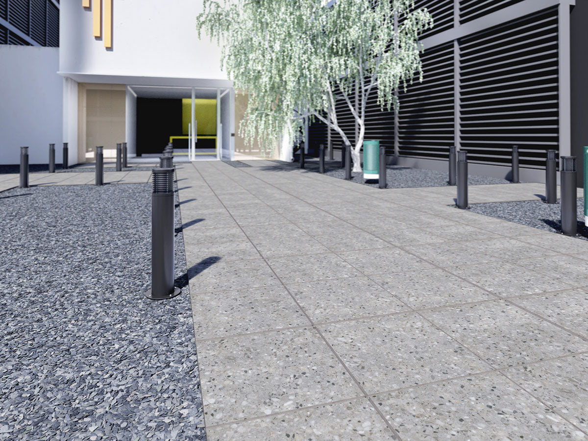MSI Terrazo Gris Porcelain Paver — surface detail in natural tonality