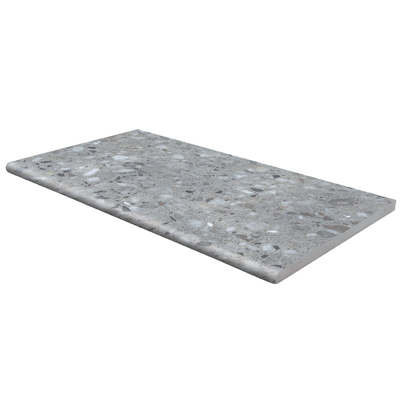 MSI Terrazo Gris Porcelain Coping — Pool Coping double-bullnose quarried marble pool edge