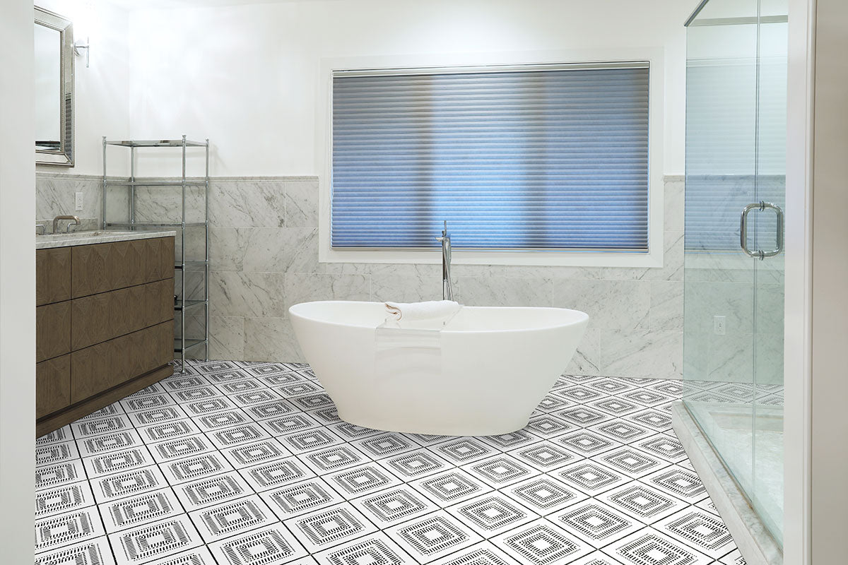 MSI Zaria Tessa Encaustic Tile shown installed in a finished room